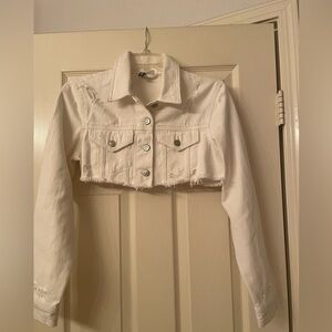 Divided White Cropped Jean Jacket